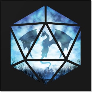 Blue Ice Dragon D20 Posters and Art